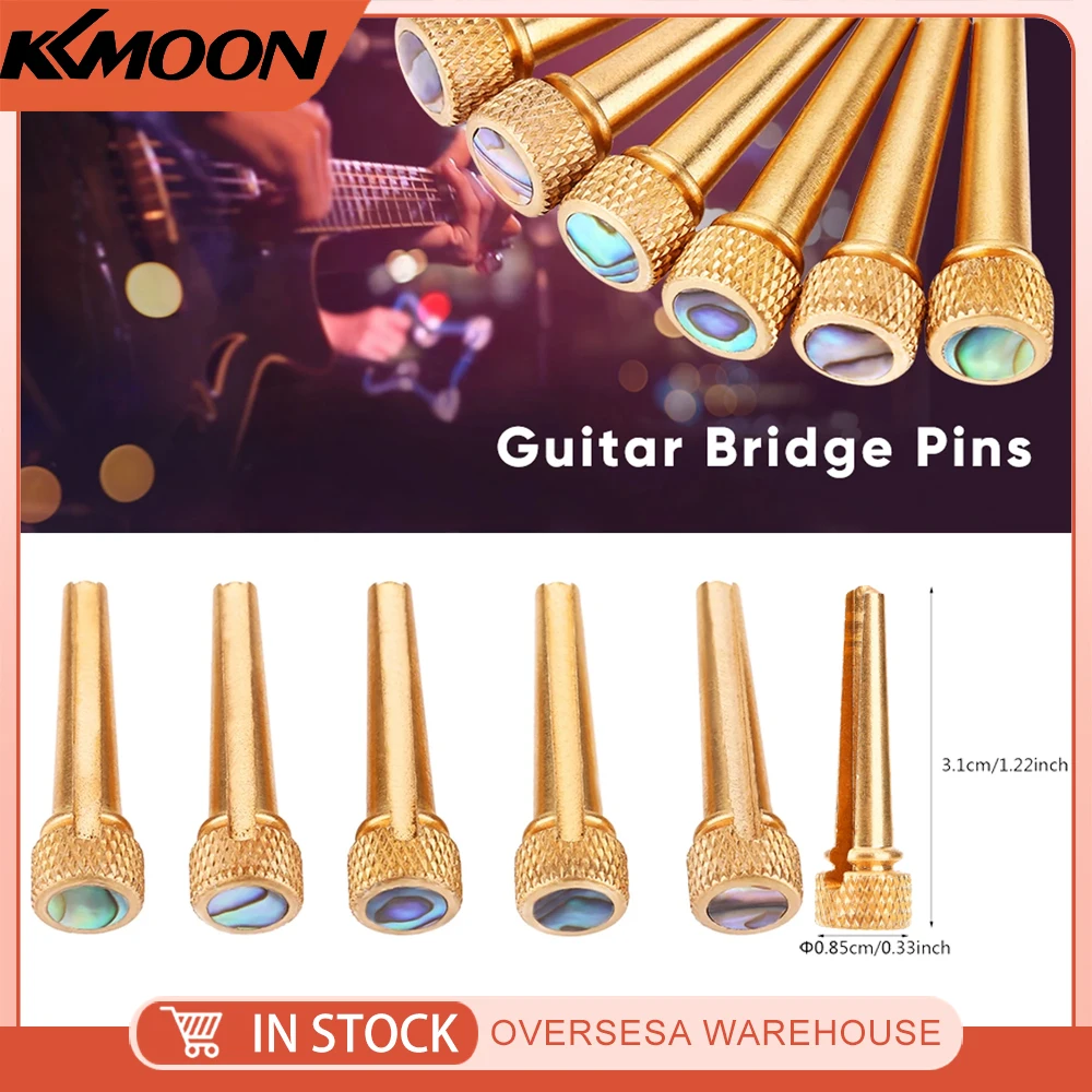 6Pcs Brass & Abalone Pins Bridge Pin Set For Acoustic Folk Guitar Guitars Accessories