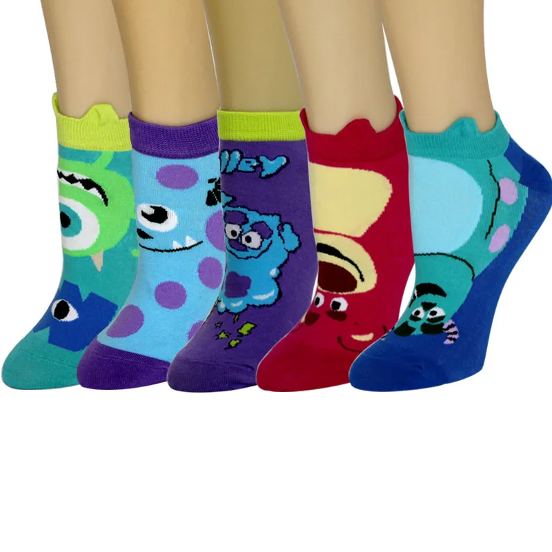 5 Pairs Women socks Cartoon short socks Korea style Kawaii socks Cute Cotton Casual Soft Funny Socks Japanese Low Cut socks