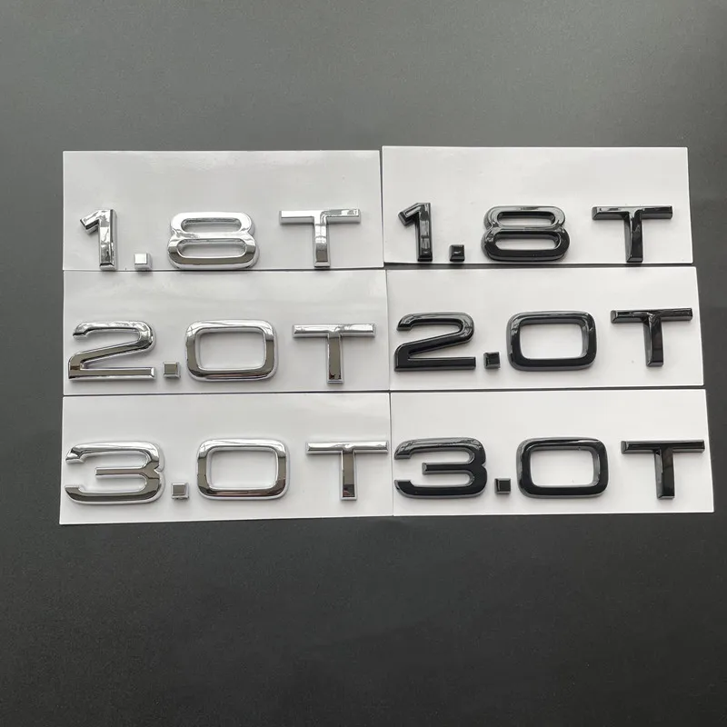 3D ABS Letters Car Styling Rear Trunk Badge 1.8T 2.0T 3.0T Emblem Logo For Audi A3 A4 A5 A6 A7 A8 Q2 Q3 Q5 Q7 Q8 Car Accessories