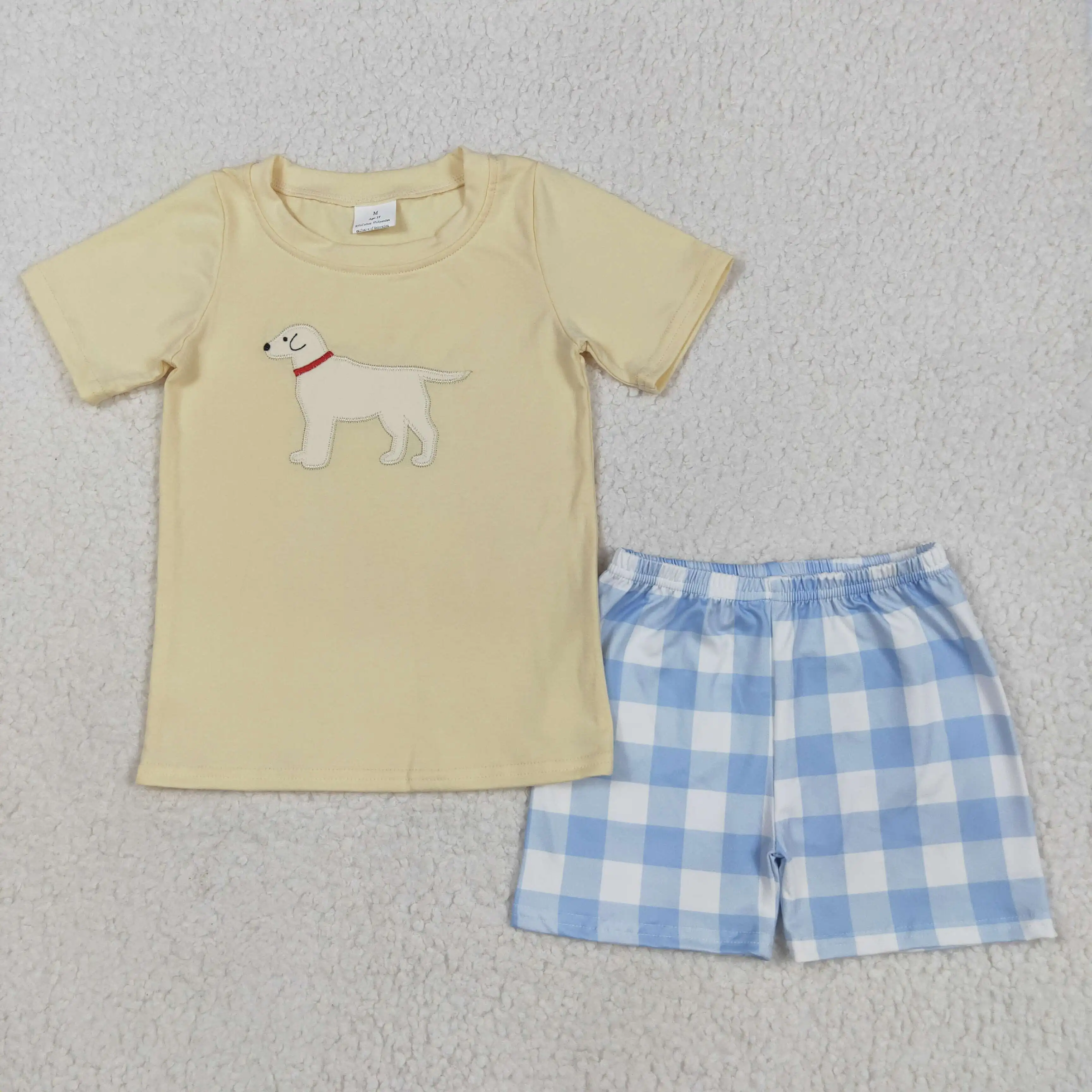 

Boutique Embroidery Dog New Design Kids Clothes Boy T-Shirt With Shorts Clothes Outfits Wholesale Cute Kids Clothes Set