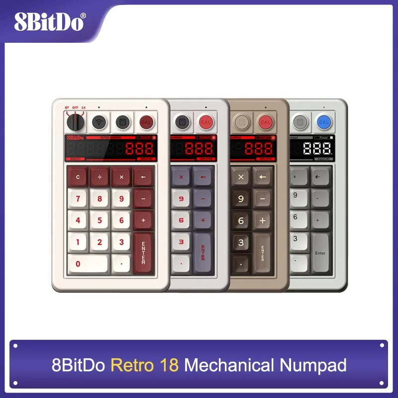 

8BitDo Retro 18 Mechanical Numpad, Supports Calculator Mode, Bluetooth/2.4G/Wired Numpad for Windows and Android