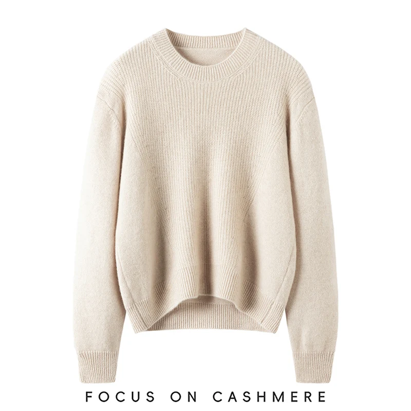 

Women's O Neck Long Sleeve Pullover 100% Cashmere Casual Minimalist Sweater Autumn Winter Classic High Quality Knitwear Clothing