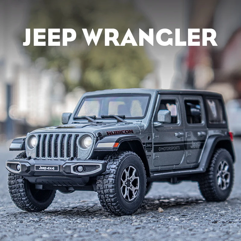 1:22 Jeeps Wrangler Rubicon Alloy Diecasts & Toy Vehicles Metal Toy Car Model Sound and light Pull back Collection Kids Toy Gift