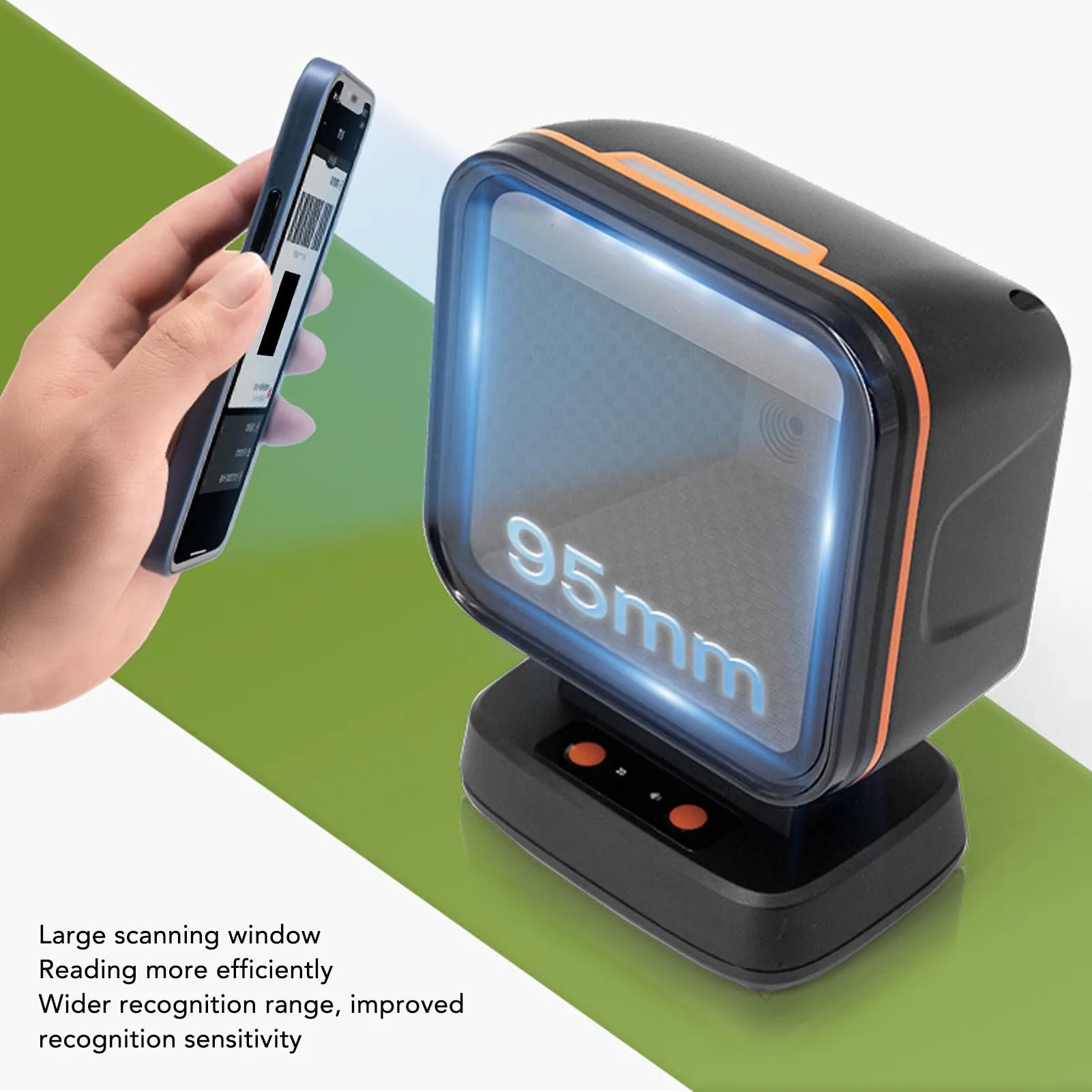 Настольный сканер штрих-кода, высокая скорость сканирования, большое окно, 1D 2D-считыватель штрих-кода для супермаркетов, розничные магазины, книжный магазин