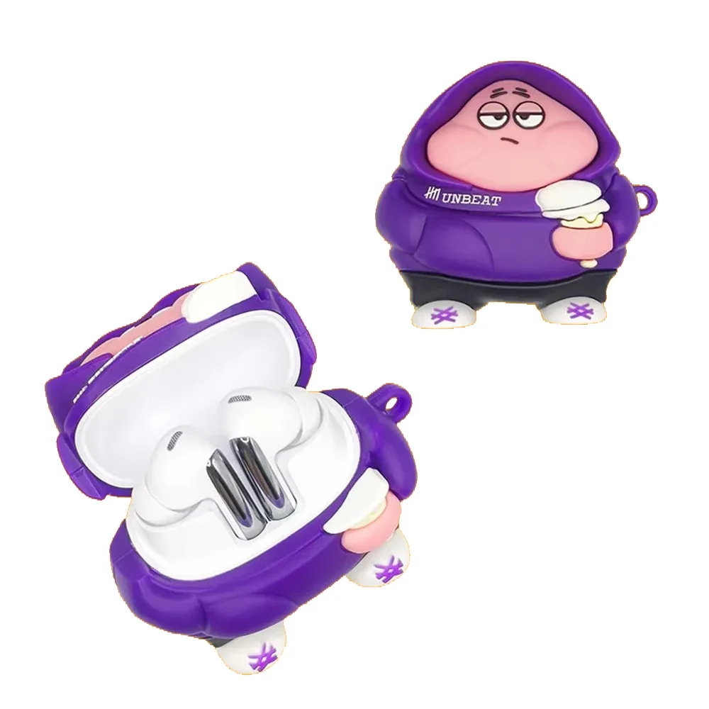 

QCY MeloBuds Pro Earphone Purple Cover Soft Silicone Case Wireless Bluetooth Headphone Storage Box Ear Clip Cartoon Charging Box