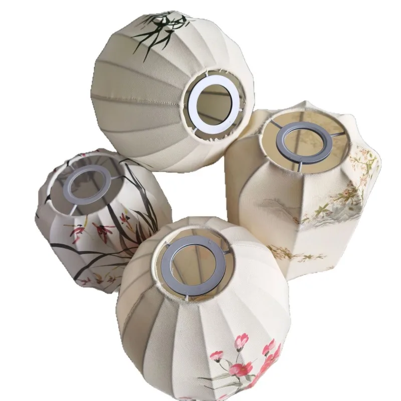 2packs Japanese Style Rural style elegant retro lampshade countryside elastic fabric lampshade desk lamp pendant light