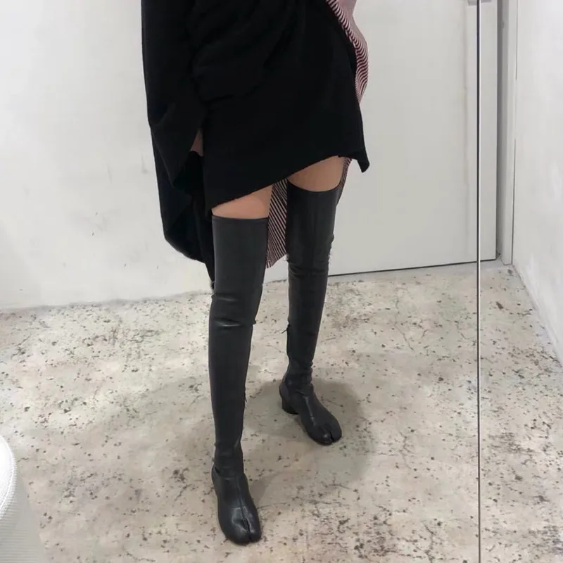 Split Toe Tabi Boots Women High Heels Women Fashion Party Shoes Women Round Heels Over The Knee Boots For Women Botines Mujer