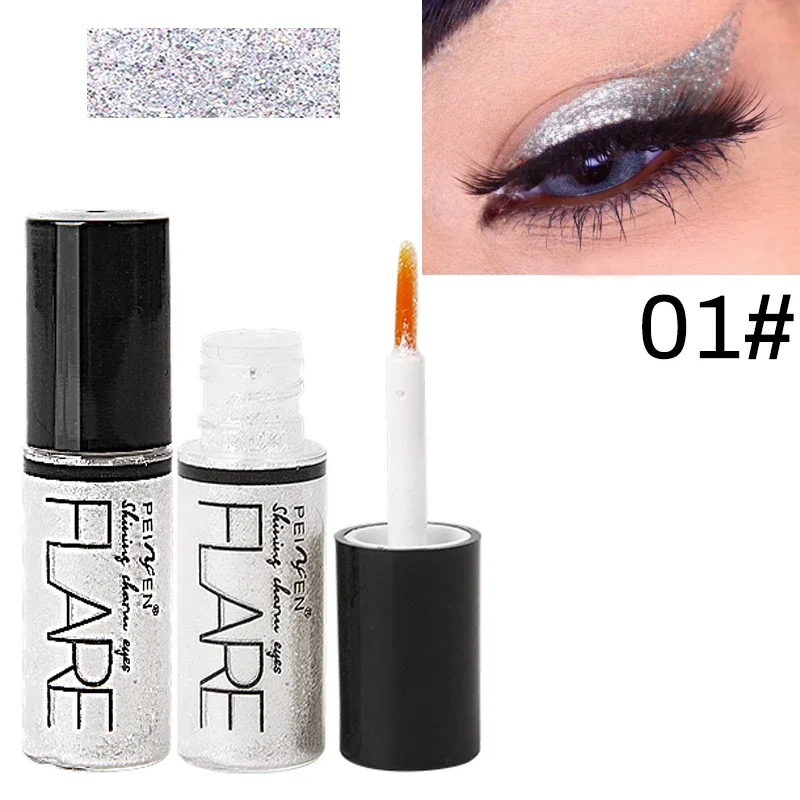 Pearlescent Shiny Liquid Eyeliner Pigment Silver Rose Gold Glitter Sequins Waterproof Eyeliners Eyeshadow Cosmetics Women Makeup