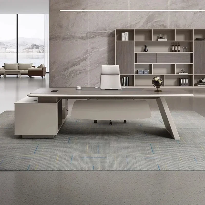 Premium Practica Luxury Office Desk Vanity Executive Mid Century Modern Filing Cabinets Boss Study Mesa Office Furniture