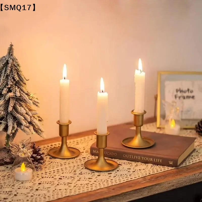 Vintage Metal Chamberstick Candle Holder With Handle Teacup Shape Ridged Pillar Candle Stand For Home Decor Wedding Table【SMQ】