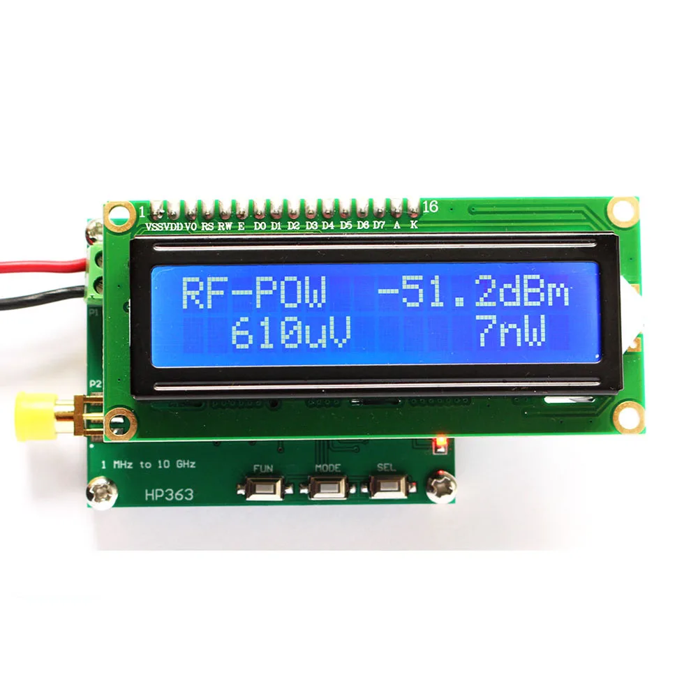 Imagem -02 - Medidor de Potência rf 1mhz10ghz 50 a 0dbm rf Power Atenuation Lcd Digital rf Signal Measuring Meter Valor Pode Ser Definido dc 7-12v
