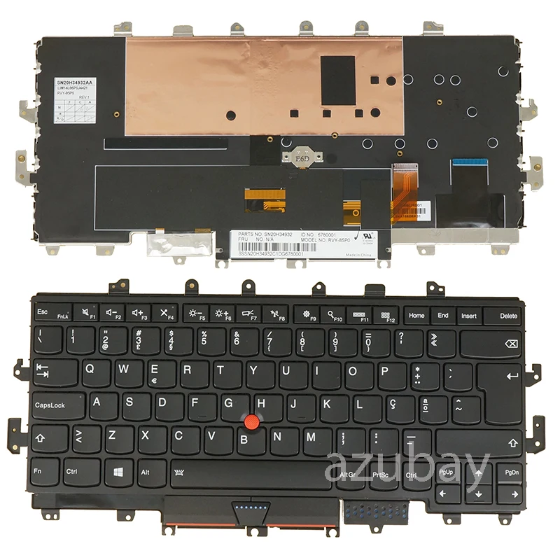 

Португальская клавиатура для ноутбука PT Lenovo Thinkpad X1 Yoga 1-го поколения (тип 20FQ, 20FR) 00JT880 01AW919, с подсветкой, черный, новый оригинал