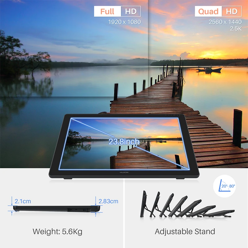 Kamvas 24 Plus 24 Inches ultra Thin Lcd Drawing Monitor Interactive Displays Graphic Tablets
