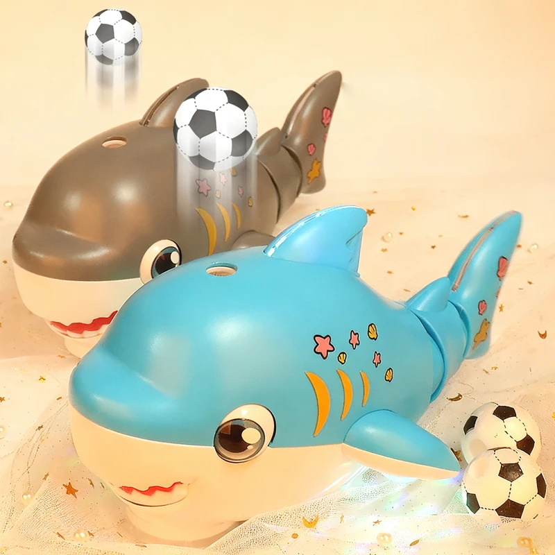 

Electric Shark Model Car Blowing Ball Robot Swing Tail Led Lights Music Interactive Entertainment Toys for Kids Baby Children