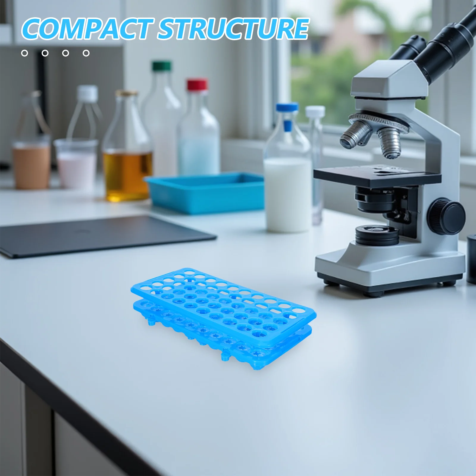 

50 Hole Plastic Tube Rack Multifunctional Microcentrifuge Vial Holder Lab Sample Bottle Stand Antislip Secure Test Tube Holder