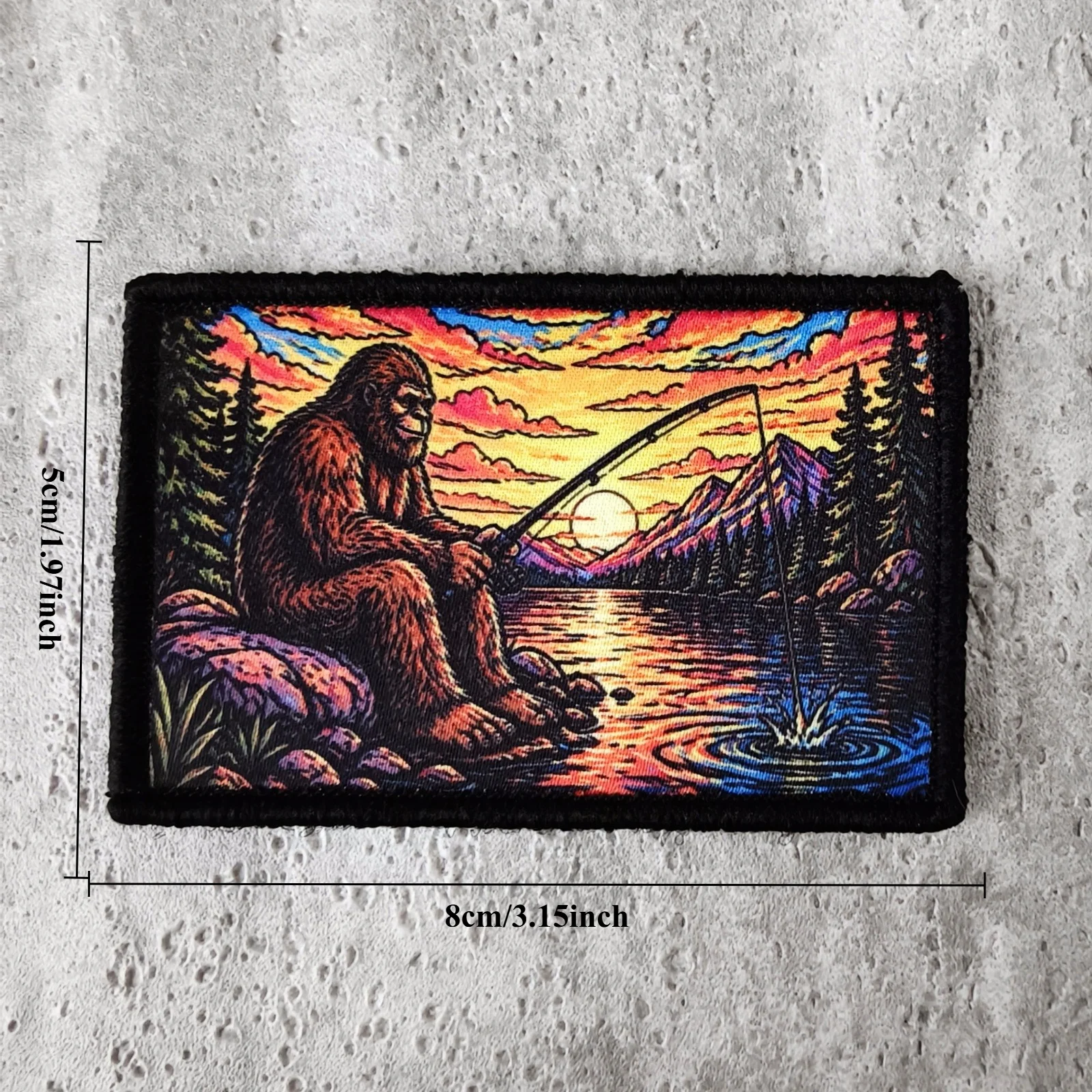 1/2Pcs Bigfoot Sasquatch Morale Patches Fishing Sunset Research Team Hook and Loop Tactical Badges for Backpacks Hiking Gear