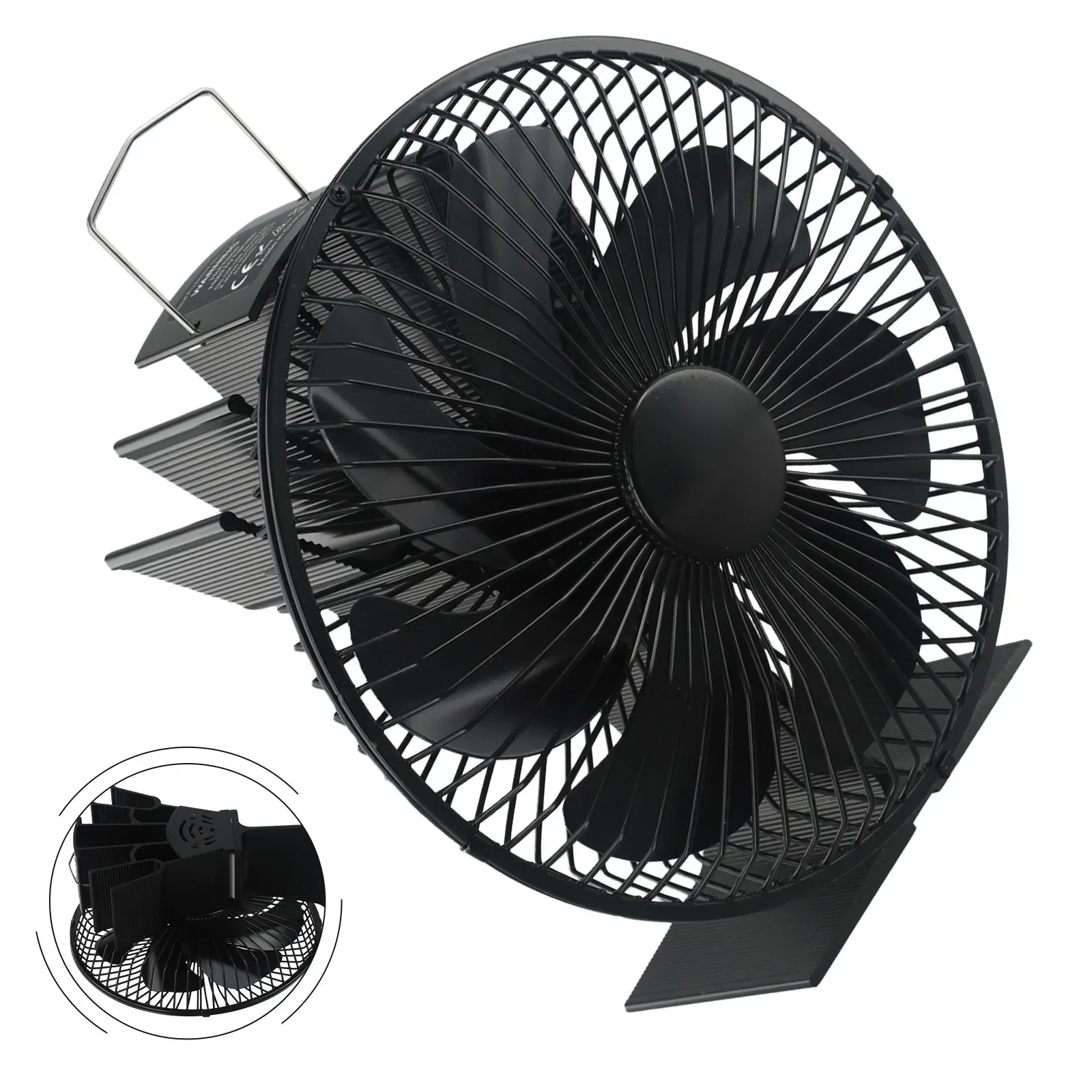 7 Blade Fan Fireplace Fan Efficient Heat Distribution High-Quality Material Protective Cover Rust Resistant Living Room