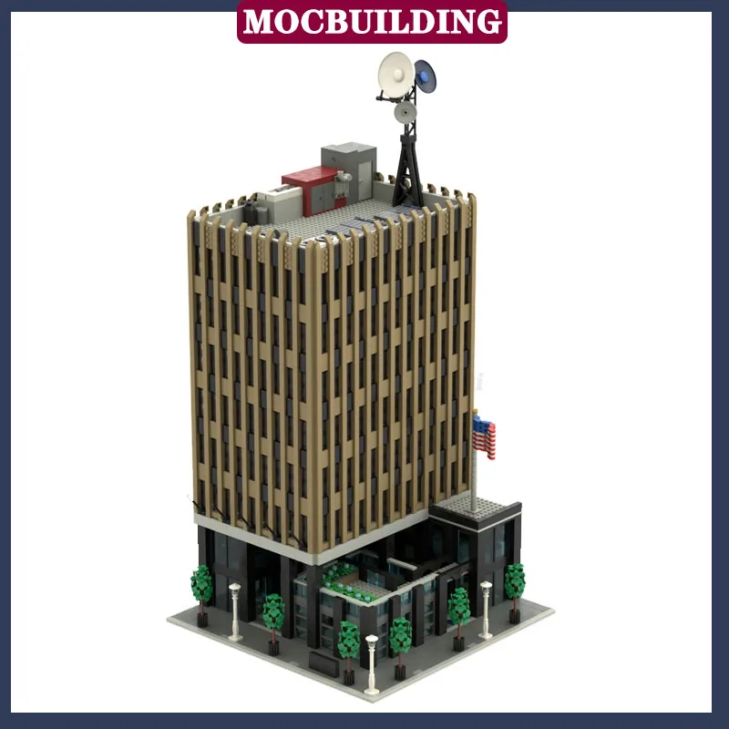 MOC City Street View High Building Model Assembly Building Blocks Room Police Office Collection Series Toy Gifts