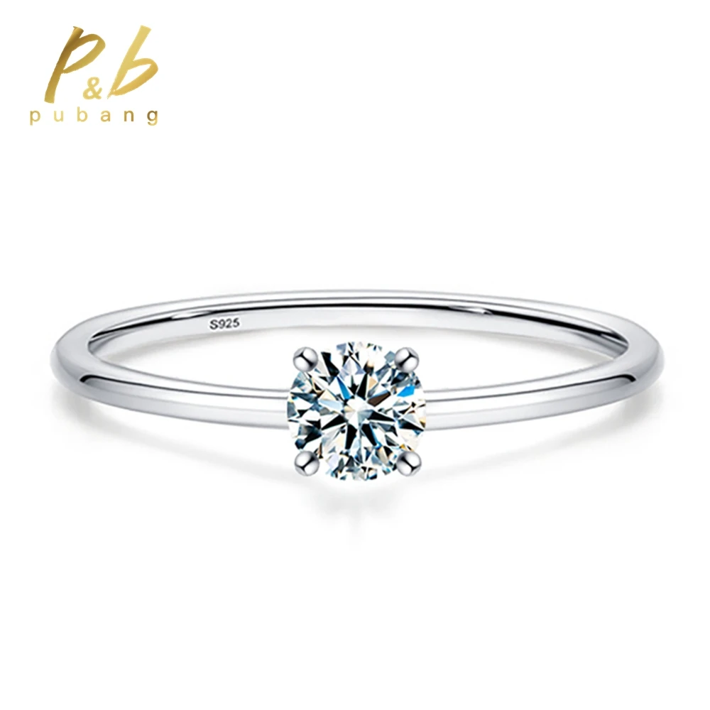 

PuBang Fine Jewelry 925 Sterling Silver 4MM GRA Moissanite Diamond Wedding Engagement Anniversary Rings for Women Gift Wholesale