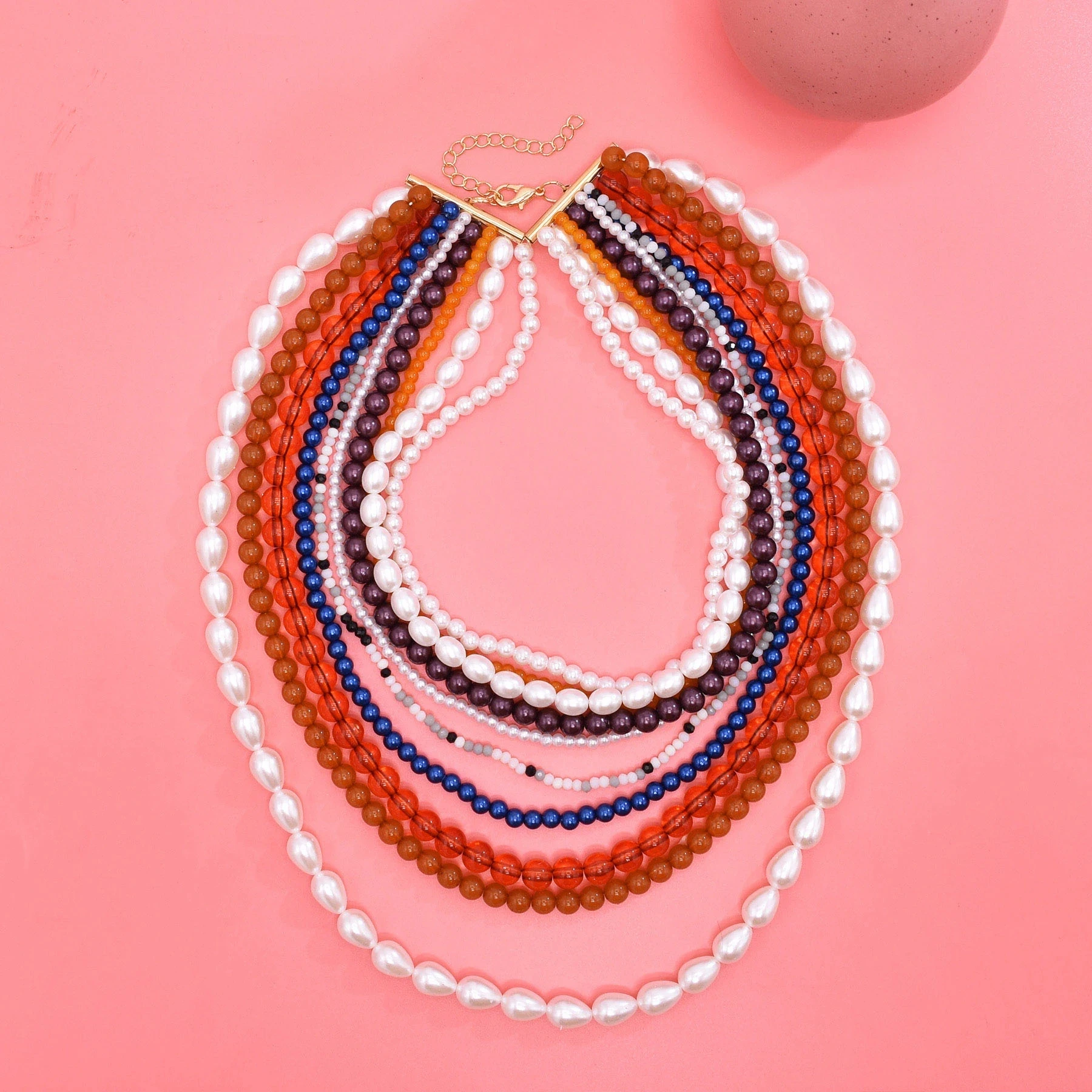 Multi Layered Pearl Beads Choker Necklace for Women Bohemian African Ethnic Tribal Bib Necklaces Summer Jewelry Accessories