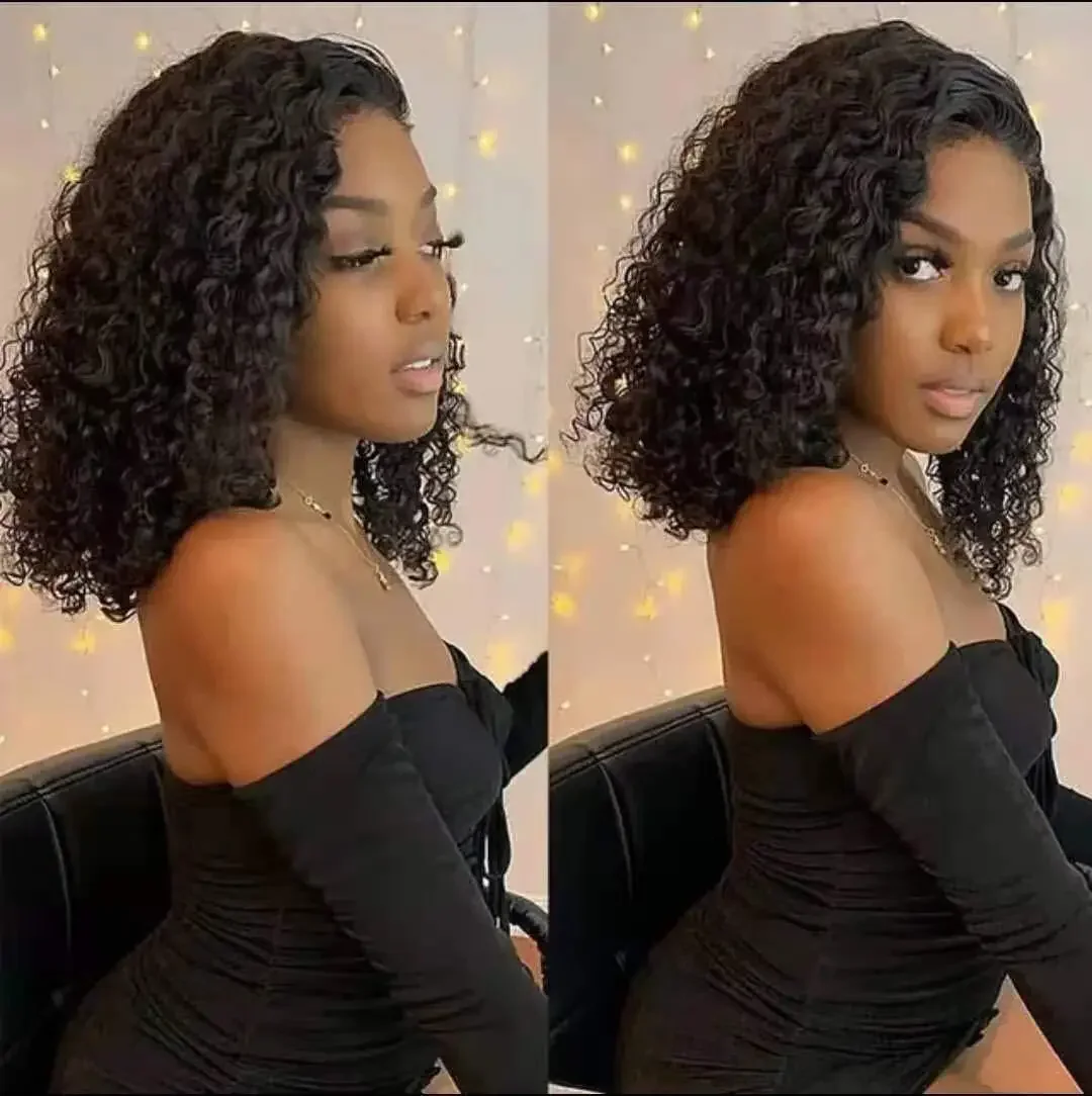 Short Curly Human Hair Wigs Brazilian HD 13x4 Lace Frontal Human Hair Wig For Women Deep Curly Short Bob Lace Front Wigs On Sale