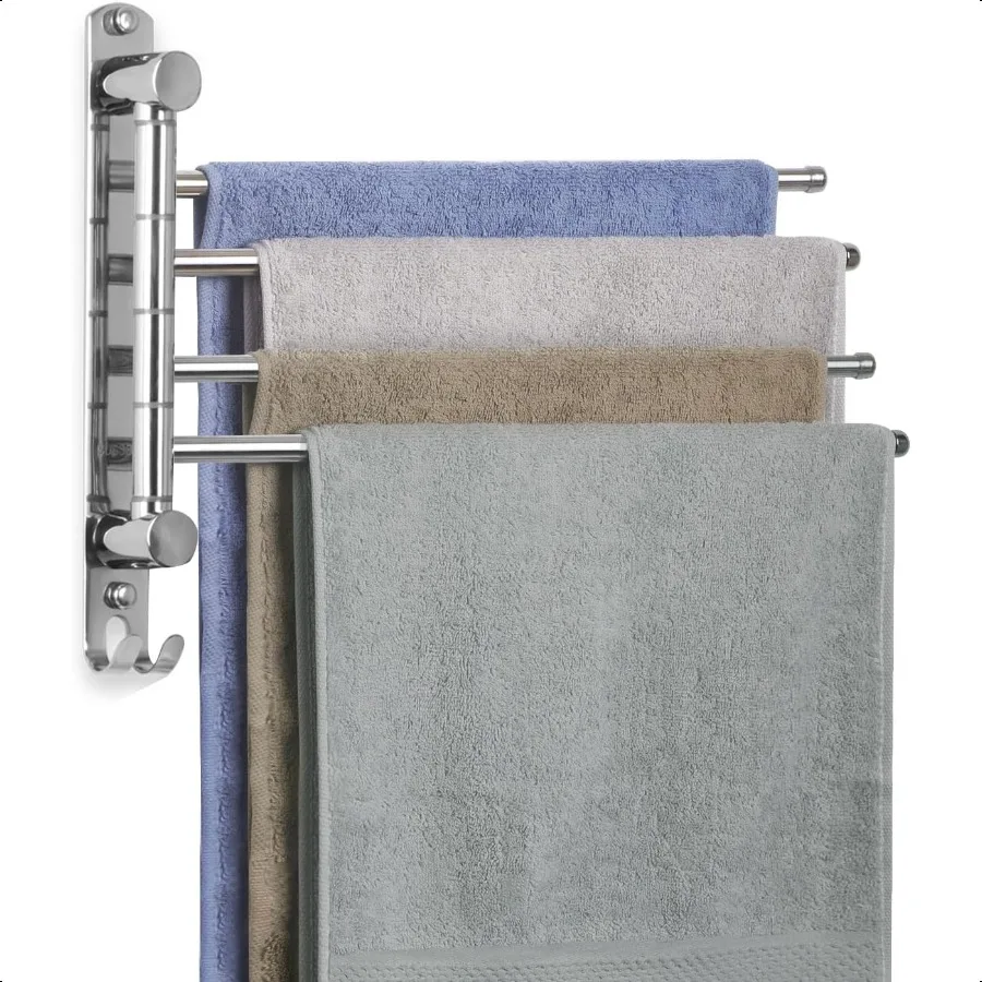 

Bathroom Towel Rack Swivel 4 Arms Extended Towel Holder SUS304 Stainl Steel Space Saving Towel Rack Towel Racks for Bathroom Ki