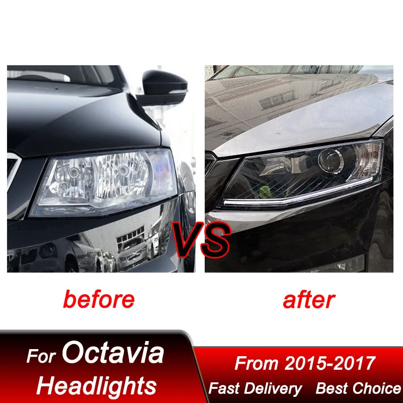 Car Headlights For Skoda Octavia 2015-2017 new style full LED Auto Head lamp Assembly Upgrade Projector Lens Accessories Kit