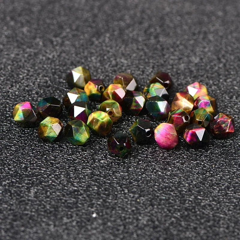 Tourmaline tiger's eye faceted single bead