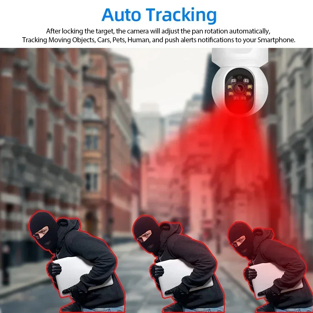 ICSEE WiFi Camera 6MP With Dual Lens Dual Screen Baby Monitor Night Vision Indoor Mini PTZ Security IP CCTV Surveillance Camera