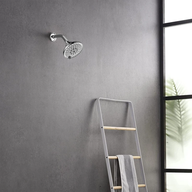 

Chrome Adjustable Shower Head 6 Modes | High Pressure Anti-Clog Low Flow Easy Mount for Hotel Home