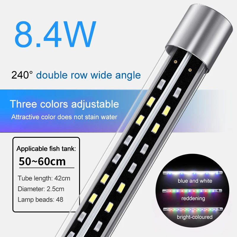 Aquarium Licht LED Groothoek Waterdichte Aquarium Lamp Dompelpompen Hoge Helderheid RGB Aquarium Decor Licht Plant Groeien 27-57cm