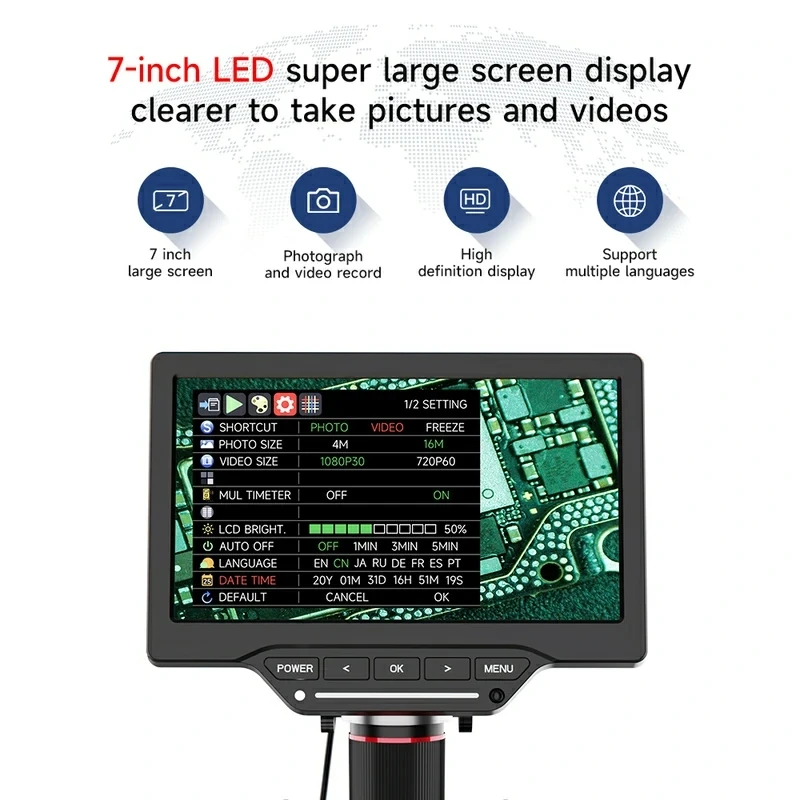 JC AIXUN DM21 Electronic Digital Microscope With Multimeter Measurement  7 Inch Large Screen Display For BGA Soldering Tool