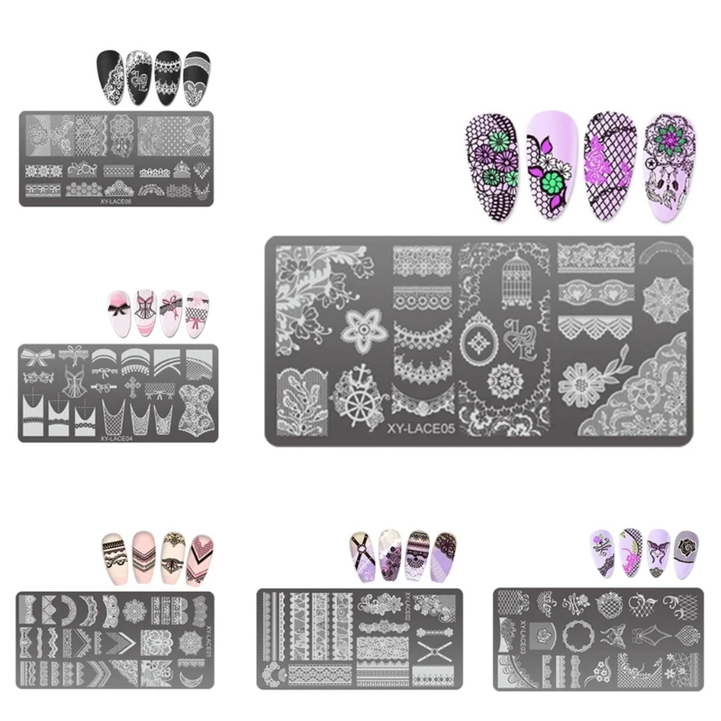 Hohle Linien Nails Art Stamping Vorlage Blumen Maniküre Druck French Tip Nails Stamping Plates Nails Art Stamp Tool