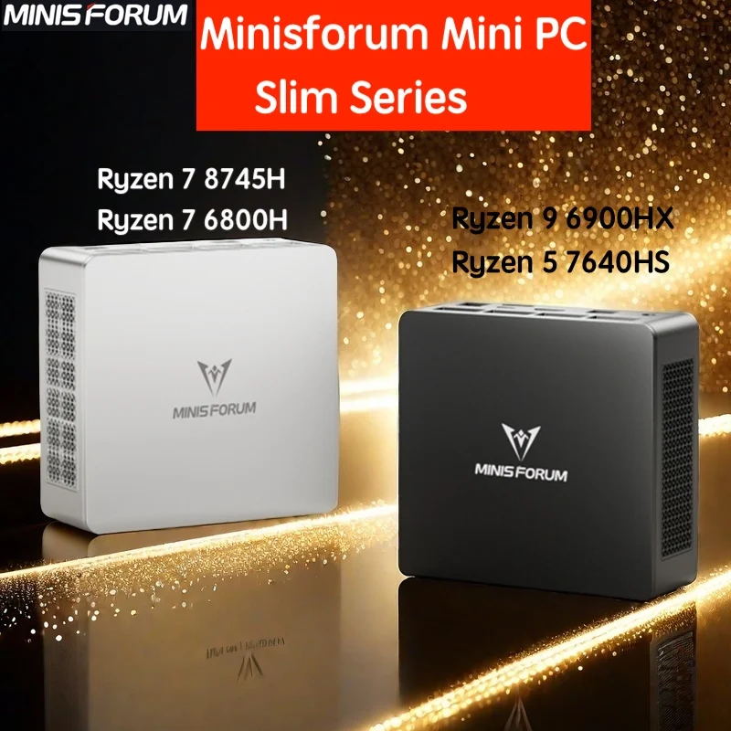 Original MINISFORUM UM870/UM760 Slim AMD Office Mini pc Ryzen 7 8745H / R5 7640HS DDR5 WiFi6E Mini Gamer Computer Mini PC