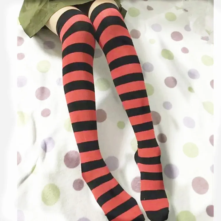 Striped Stockings Women Fashion Evening Party Wear Long Socks Cosplay Christmas Carnival Stockings Lingerie Sexy De Femmes