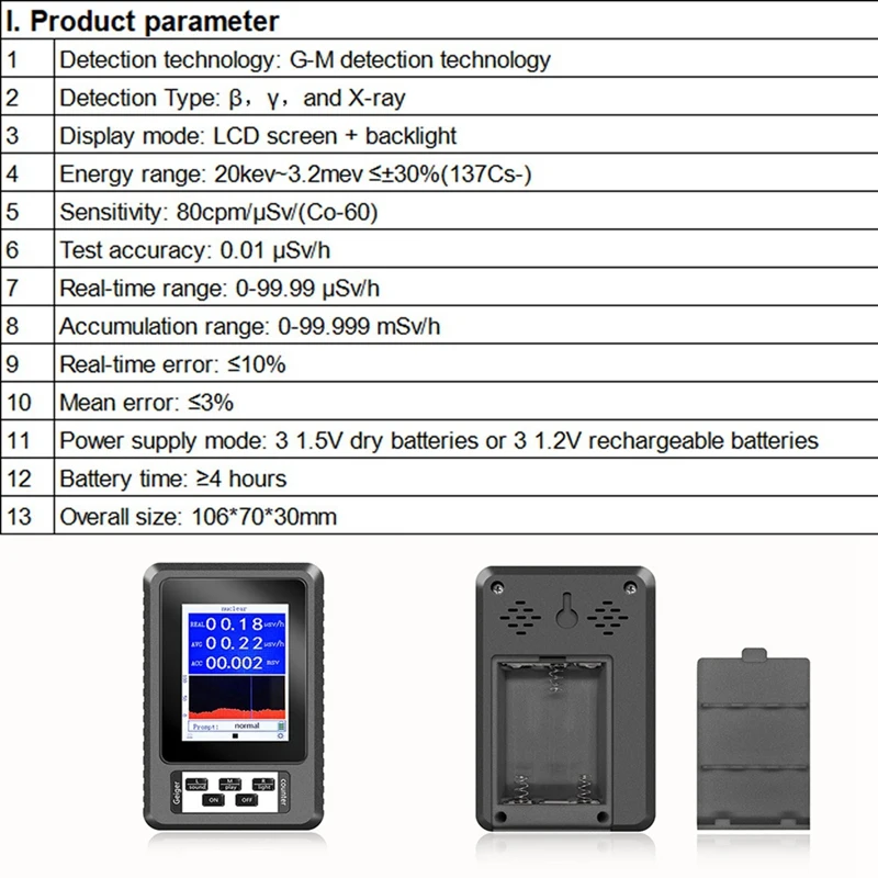 New Geiger Counter Nuclear Radiation Detector Β Y X-Ray Detector Real-Time Mean Cumulative Dose Modes Radioactive Tester
