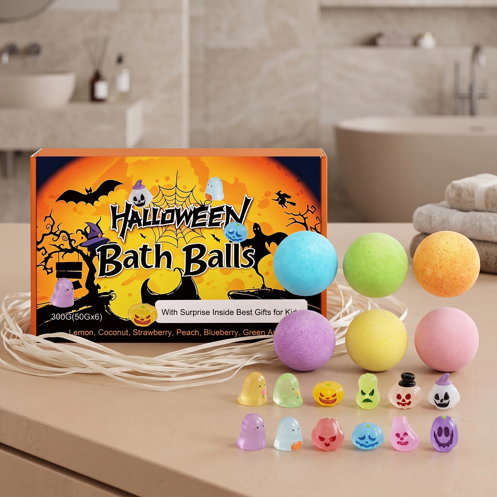 Halloween Toy Bath Ball,Vibrant Colors & Fun Scented Enhance Sensory Play,Gentle, Natural Ingredients Protecting Sensitive Skin