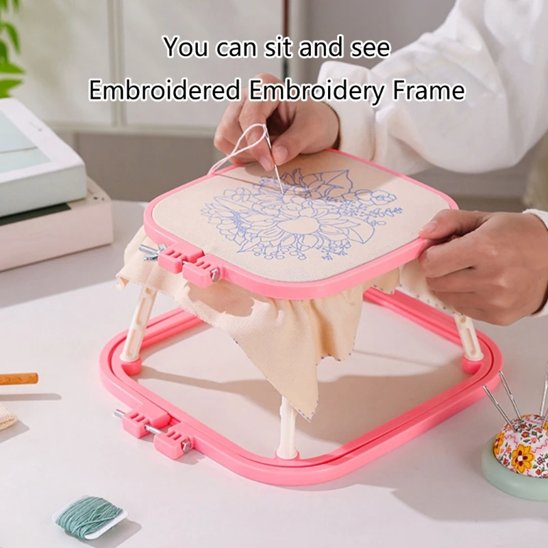 KX4B Adjustable Embroidery Hoop Crosses Stitches Hoop Two Layer Embroidery Frame for Sewings Needleworks Embroidery Project
