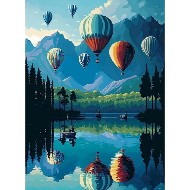 GATYZTORY abstract painting by numbers hot air balloon Picture Original gifts Landscape Decorative paintings Art supplies Wall D