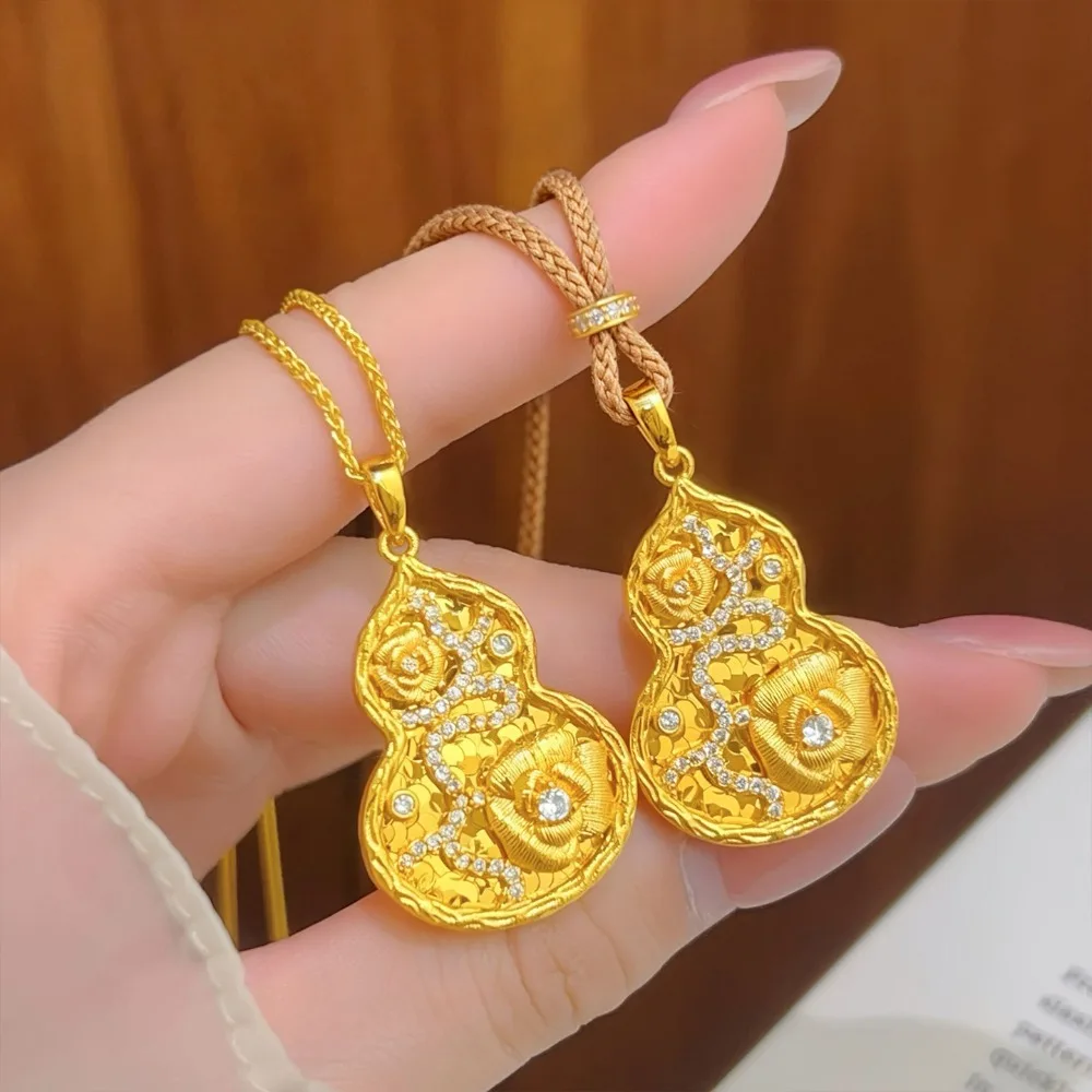 Burst flash point drill drawing broken ice ice flower window gourd necklace niche 9999gold