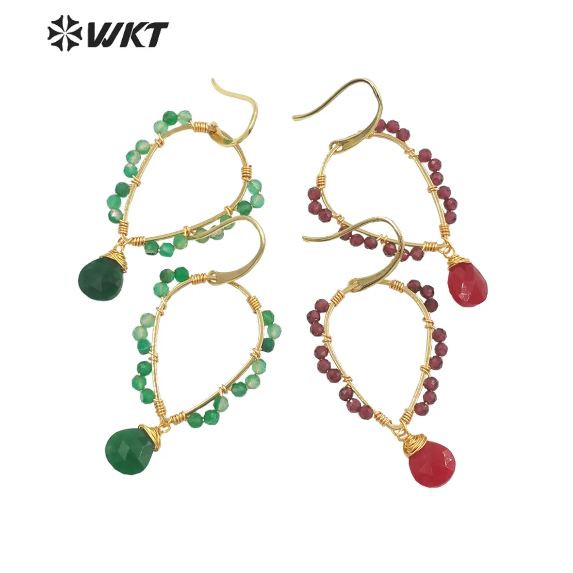 

WT-E693 WKT 2022 Серьги в богемном стиле, подарок для вечеринки, с натуральными камнями, очаровательные позолоченные серьги, аксессуары, украшения, горячая распродажа