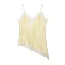 Cami Tops Black Lace V Neck Patchwork Sleeveless Y2K Style for Women - Yellow