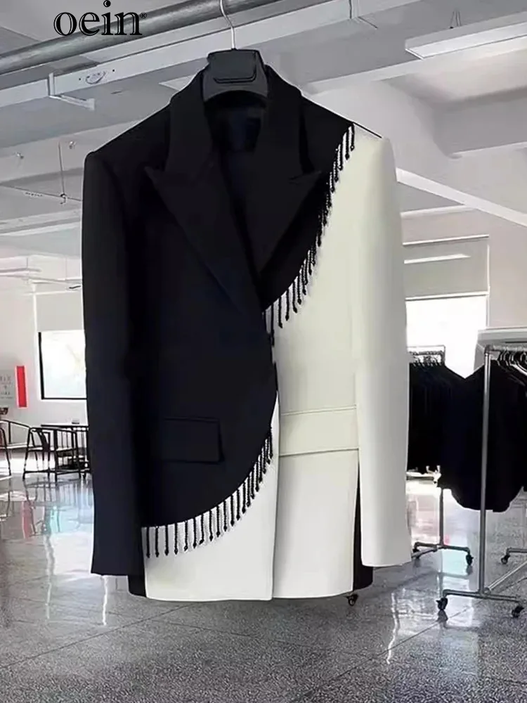 Oein-Chaqueta de estilo francés con borlas contrastantes para mujer, traje de alta gama con Top explosivo, 2024