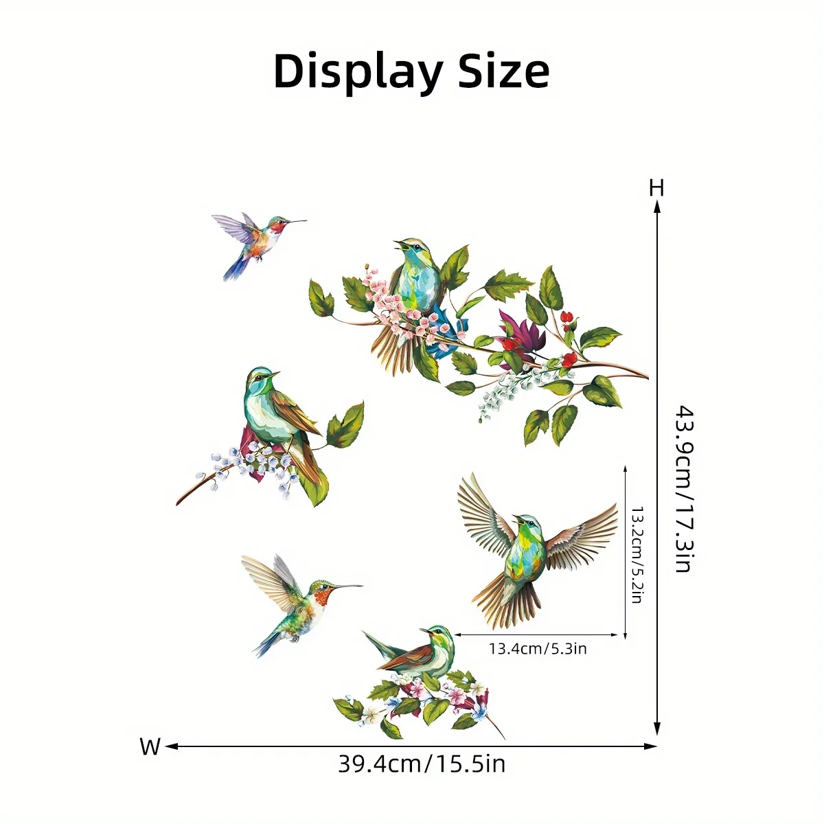 1Pc Watercolor Simulation Bird Branches Window Stickers Removable for Bedroom Living Room Decor Foyer Home Decoration Wall Decal view 6