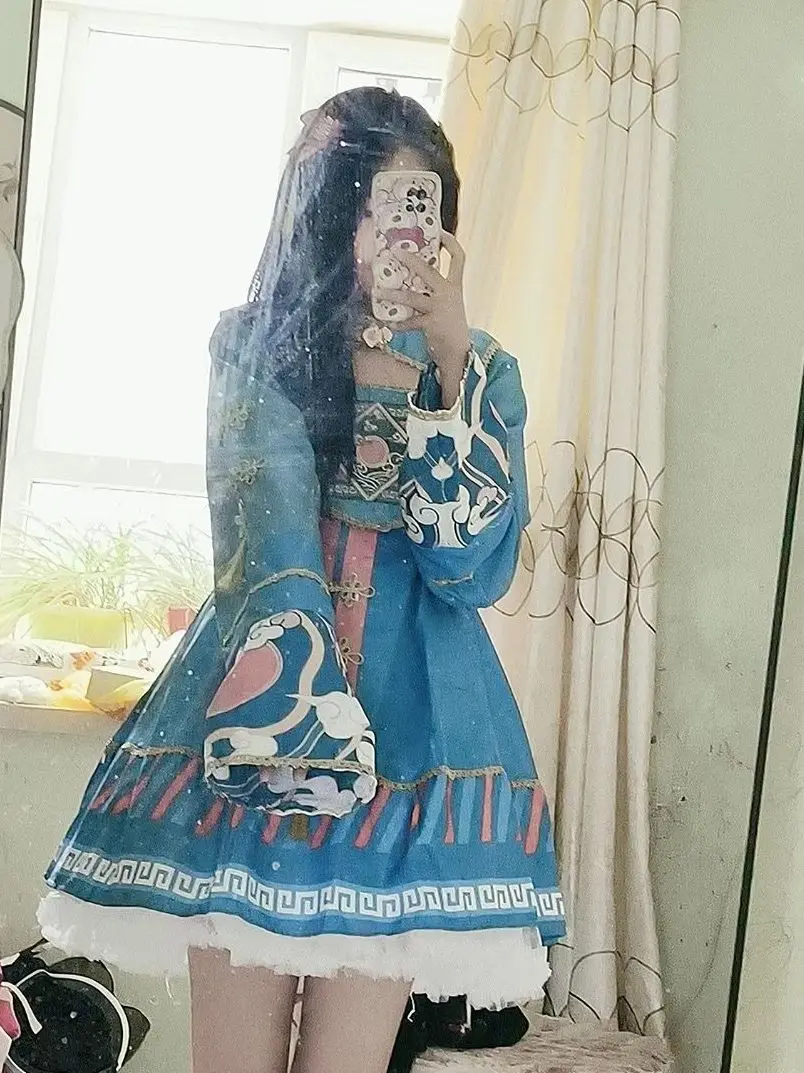 

Walnut Hanfu YongJie Cos Game Anime Costume Lolita Zombie loween Long Sve A-Line Dr High Waist Traditional Chinese S...