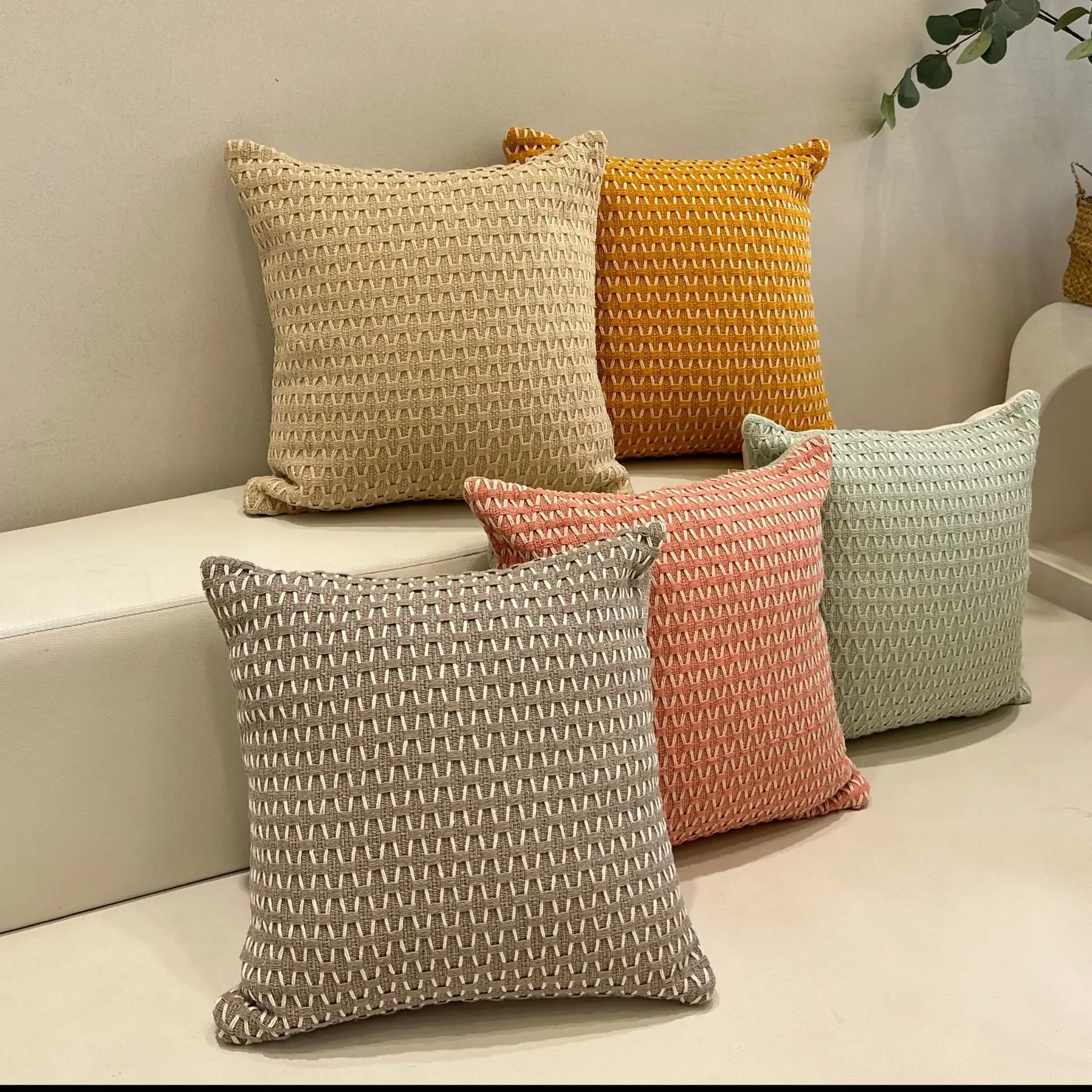 

Linen plaid Pillow Cover Decorative Pillow Case for Sofa Fashion Cushion Cover for Bed Chair Home Decoration cojines 쿠션커버