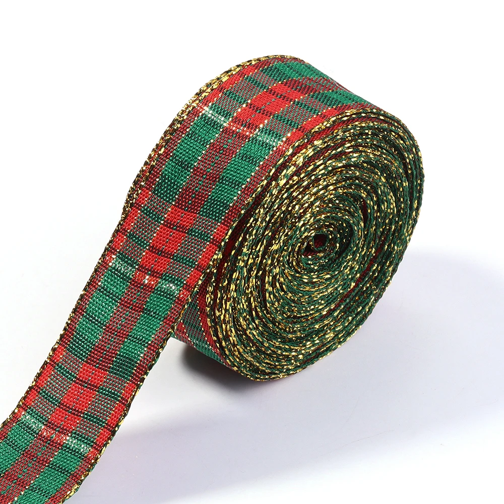 5-10 yards/lot Polyester Vintage Plaid Bänder Weihnachten Rot Grün Plaid Bänder Für DIY Party Weihnachten Geschenke Verpackung zubehör – Detail 7