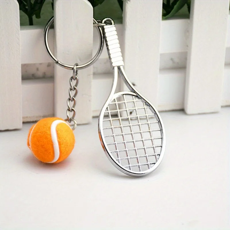 Tennis Racket Key Chain Cute Sports Mini Key Chain Car Drop Key Ring Sports Key Chain Sports Gifts Purse Accessories