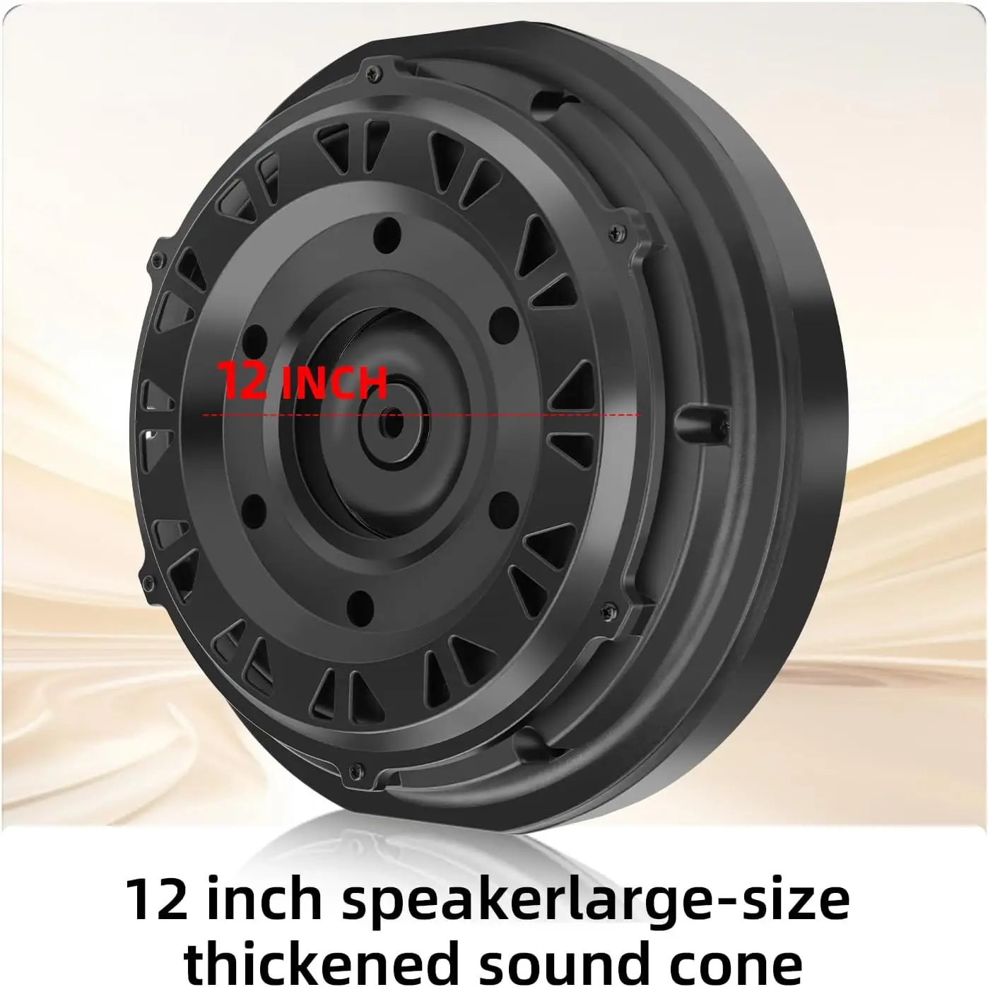 مضخم صوت نشط مقاس 12 بوصة مزود بمكبر صوت وجهاز تحكم عن بعد - نظام صوتي للسيارة بقدرة 1600 وات لذروة الإطارات الاحتياطية