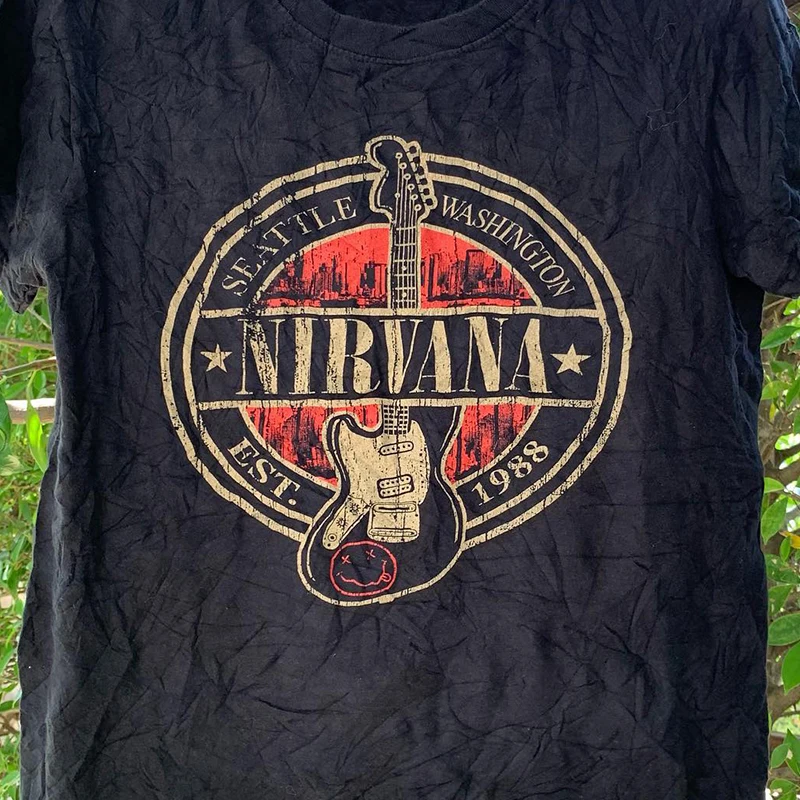 Men's T-shirt 1988 Guitar Retro Black Classic Heavy Metal Rock Band Cotton Comfortable Unisex Harajuku Y2K Men Sleepwear